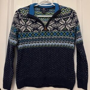 Vineyard Vines Blue and Green Patterned Sweater